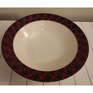 Arita Tartan Plaid Vegetable Serving Bowl Salad 9” Christmas Red Green Holiday